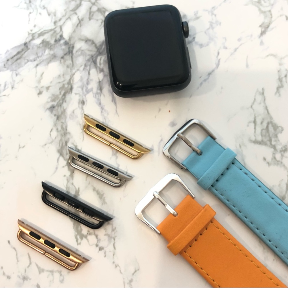 Brand New blue vegan leather Apple iWatch band strap- size 44.